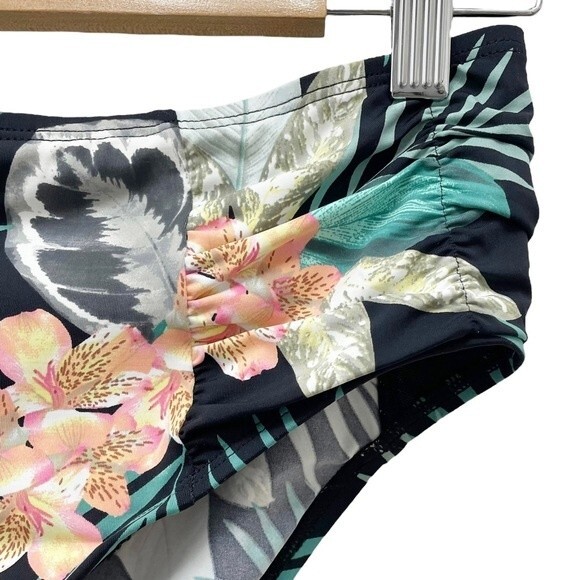 NWT Skye Alessia Hi Waist Ruched Bikini Bottom Black Kaleah Print Size Small NEW - Picture 8 of 14